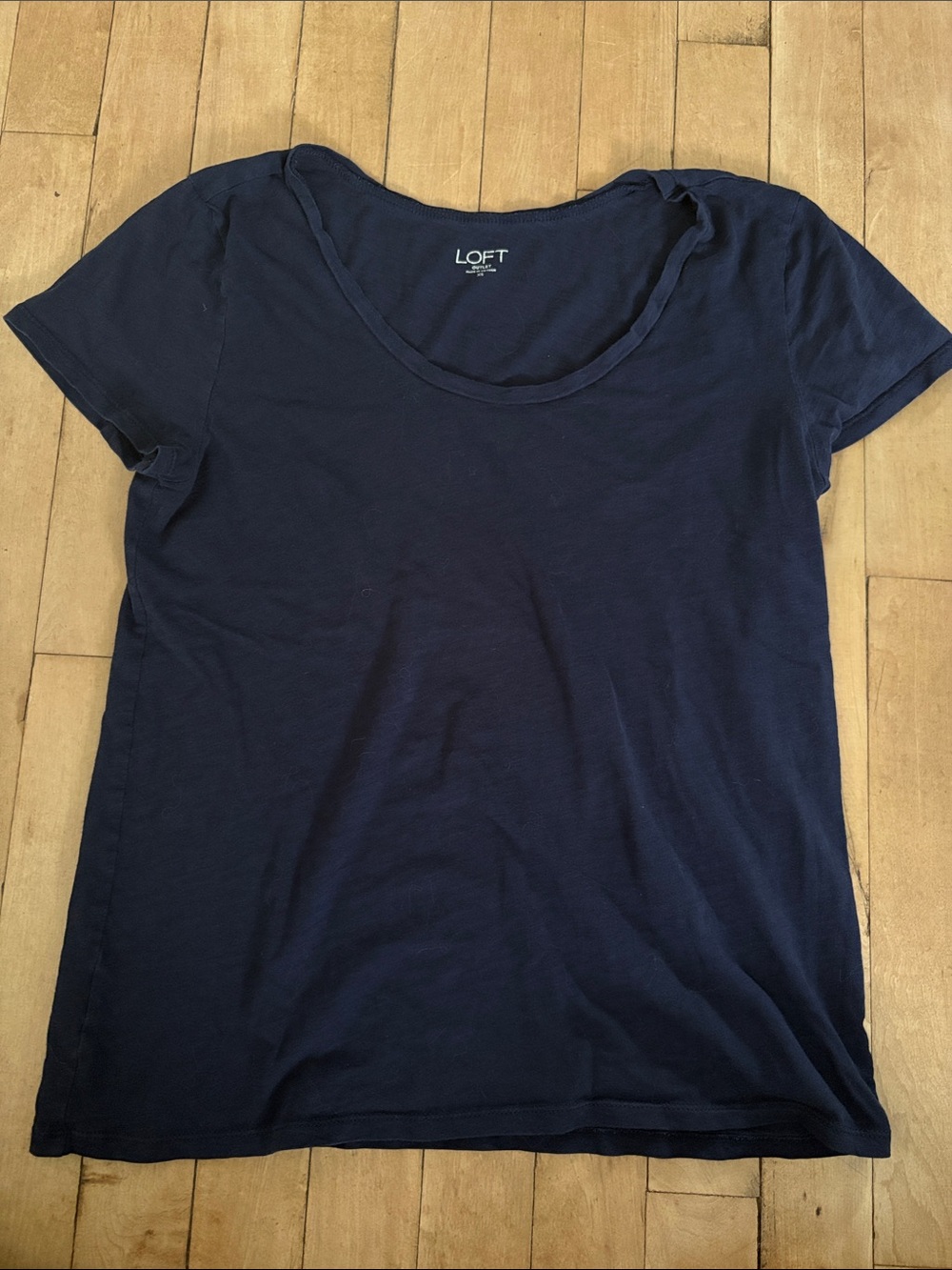LOFT Navy Scoop Neck Short Sleeve Tee